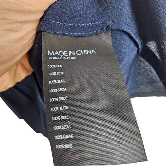 Club Monaco Blouse Silk Blouse Women M Blue Long Sleeve Blouse Women Silk Top - Picture 7 of 8